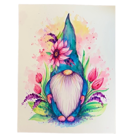 SALE!!! Springtime Gnome painting handmade.     2 - Picture 5 of 5